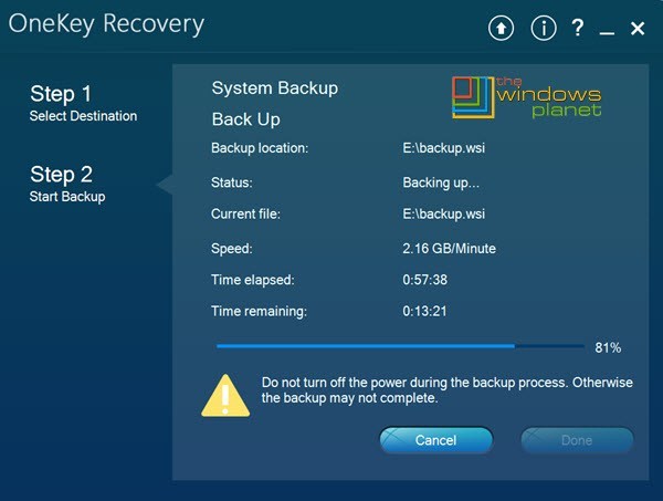 Onekey recovery not working
